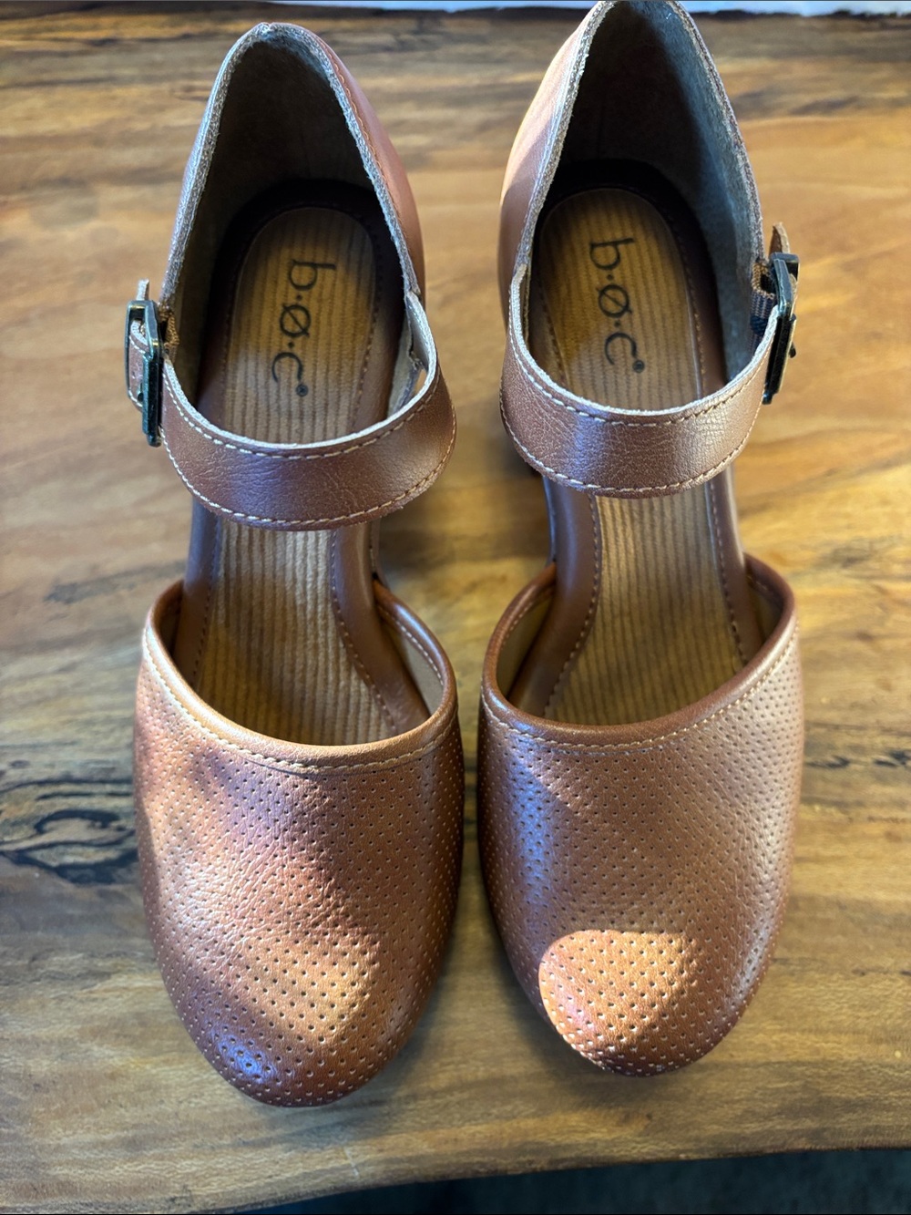 New in Box B.O.C. Brown / Tan Ankle-Strap Mary Jane Heels